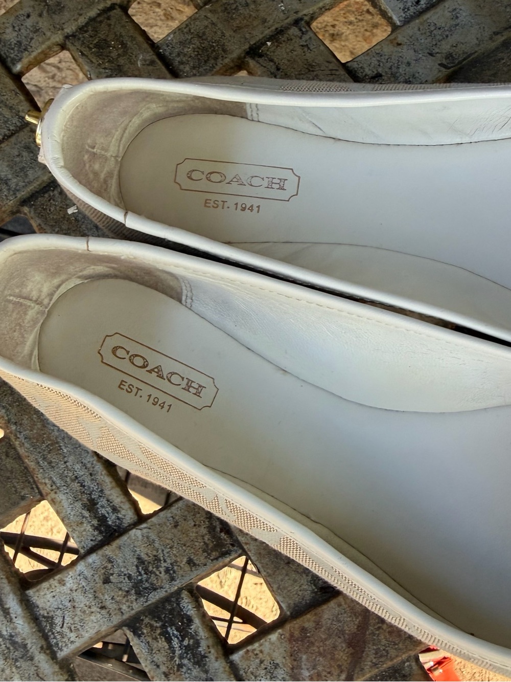 COACH 7.5B Beige Signature Monogram Canvas Ballet Flats - Picture 8 of 13